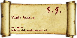 Vigh Gyula névjegykártya